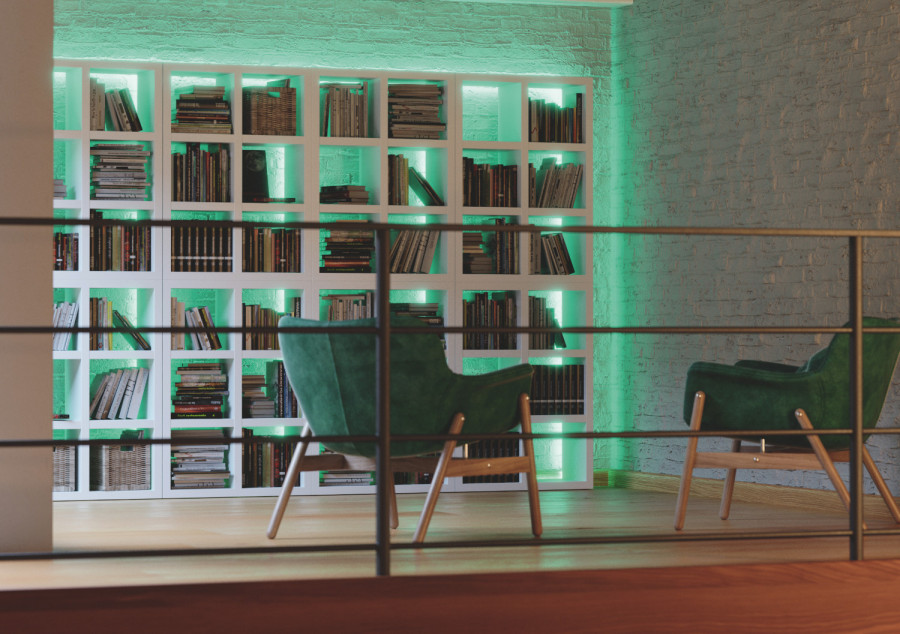 Asset 13272377 LED Strip Category VALUE RGB Close Up Cove Lighting Bookshelf